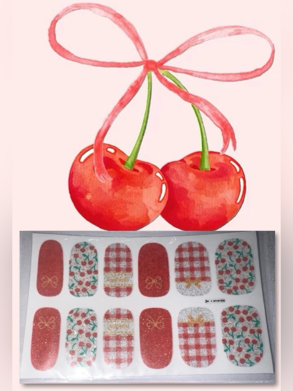 $2 Cherry Pattern Red Nail Wraps $2 WITH ANY $10 ORDER MORE